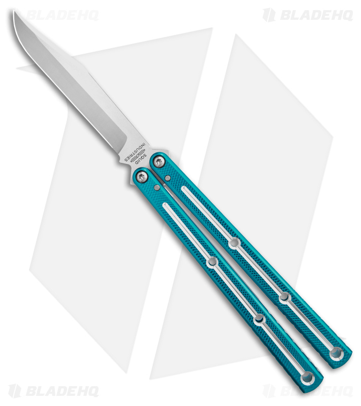 Squid Industries Krake Raken V3 Bowie Balisong Knife Dual-Tone Teal (4.5")