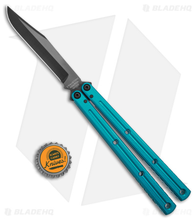 Squid Industries Krake Raken V3 Bowie Balisong Knife Teal (4.5" Inked)