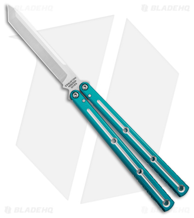 Squid Industries Krake Raken V3 Tanto Balisong Knife Teal Dual-Tone (4.5")