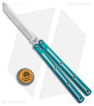 Squid Industries Krake Raken V3 Tanto Balisong Knife Teal Dual-Tone (4.5")