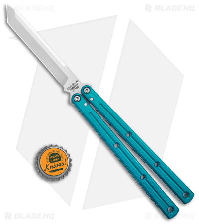Squid Industries Krake Raken V3 Tanto Balisong Knife Teal (4.5" Satin)