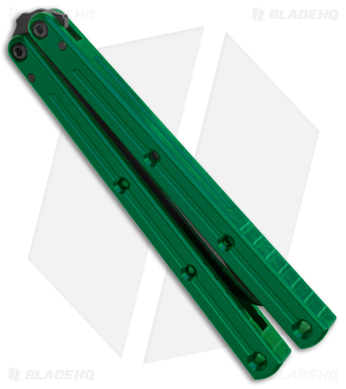 Squid Industries Krake Raken Tanto V3 Balisong Knife Green (4.5" Inked)