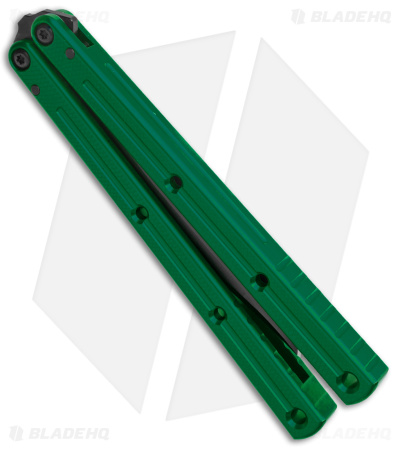 Squid Industries Krake Raken Tanto V3 Balisong Knife Green (4.5" Inked)
