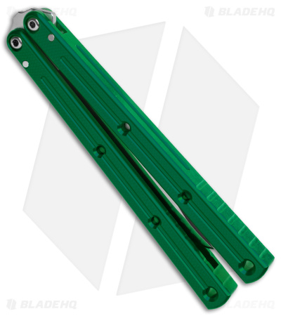 Squid Industries Krake Raken Tanto V3 Balisong Knife Green (4.5" Satin)