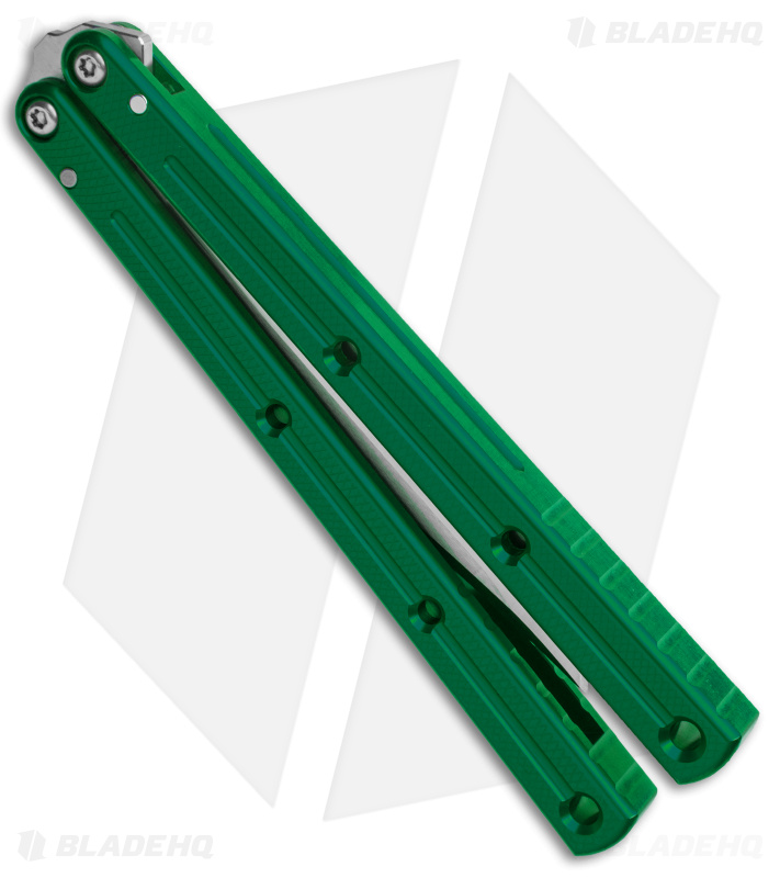 Squid Industries Krake Raken Tanto V3 Balisong Knife Green (4.5" Satin)