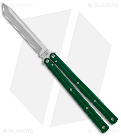 Squid Industries Krake Raken Tanto V3 Balisong Knife Green (4.5" Satin)