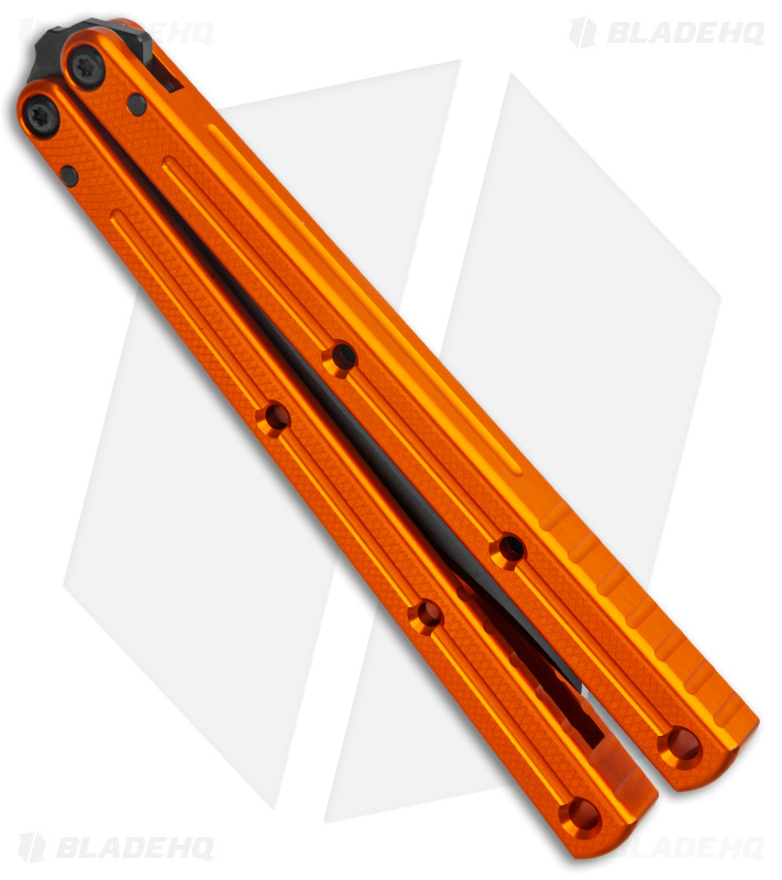 Squid Industries Krake Raken Tanto V3 Balisong Knife Orange (4.5" Inked)