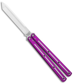 Squid Industries Krake Raken Tanto V3 Balisong Knife D/T Purple (4.5" Satin)