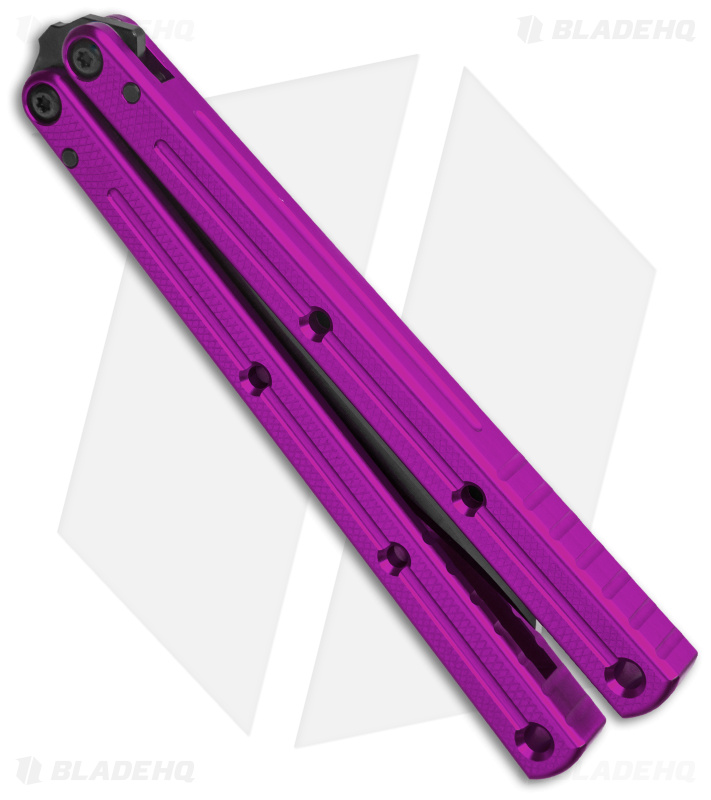 Squid Industries Krake Raken Tanto V3 Balisong Knife Purple (4.5" Inked)