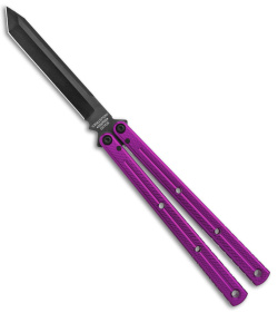 Squid Industries Krake Raken Tanto V3 Balisong Knife Purple (4.5" Inked)