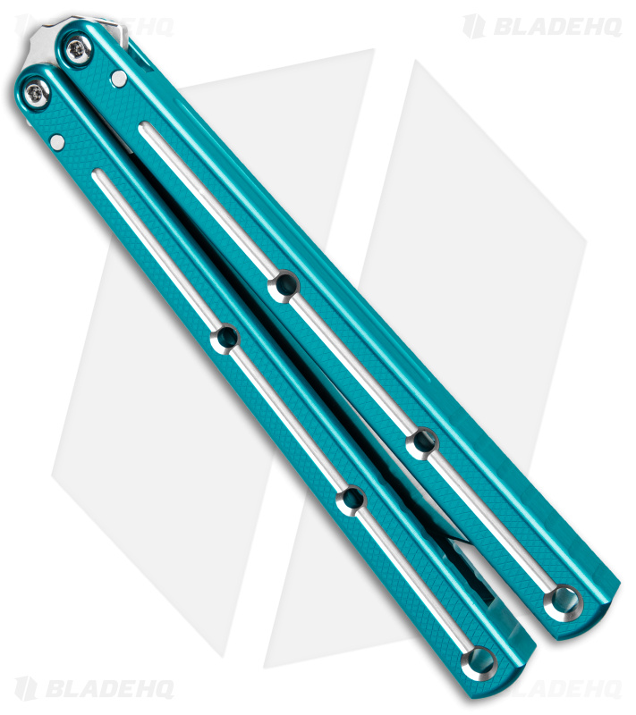 Squid Industries Krake Raken V3 Bowie Balisong Knife Dual-Tone Teal (4.5")