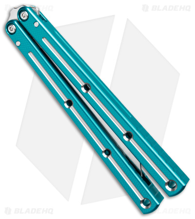 Squid Industries Krake Raken V3 Bowie Balisong Knife Dual-Tone Teal (4.5")