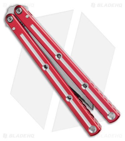 Squid Industries Krake Raken V3 Bowie Balisong Knife Red Dual Tone (4.5")