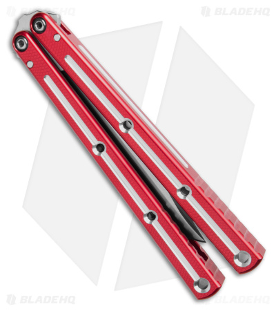 Squid Industries Krake Raken V3 Bowie Balisong Knife Red Dual Tone (4.5")