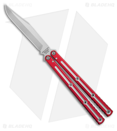 Squid Industries Krake Raken V3 Bowie Balisong Knife Red Dual Tone (4.5")