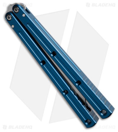 Squid Industries Krake Raken V3 Tanto Balisong Knife Blue (4.5" Satin)