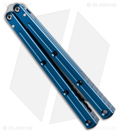 Squid Industries Krake Raken V3 Tanto Balisong Knife Blue (4.5" Satin)