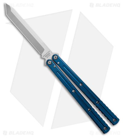 Squid Industries Krake Raken V3 Tanto Balisong Knife Blue (4.5" Satin)