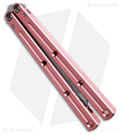 Squid Industries Krake Raken V3 Tanto Balisong Knife Pink (4.5" Satin)
