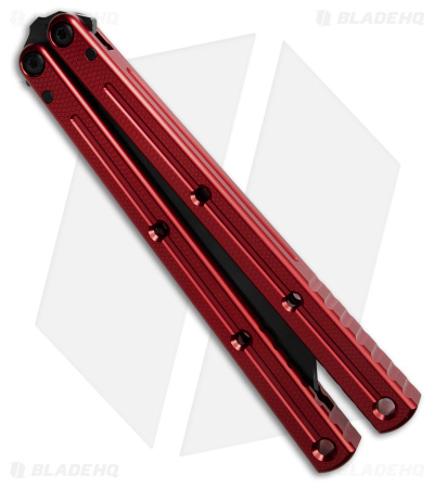 Squid Industries Krake Raken V3 Tanto Balisong Knife Red (4.5" Inked)