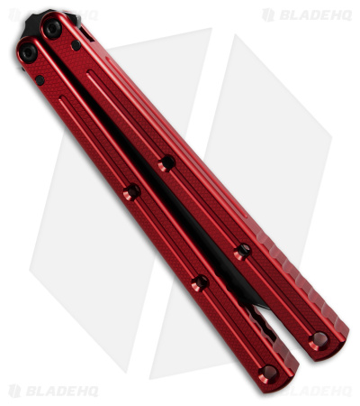 Squid Industries Krake Raken V3 Tanto Balisong Knife Red (4.5" Inked)