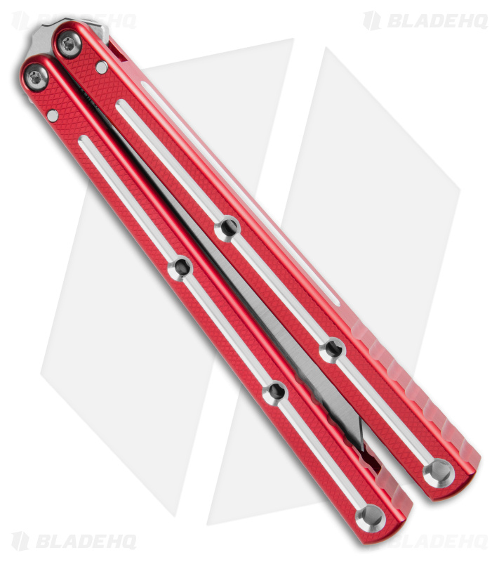 Squid Industries Krake Raken V3 Tanto Balisong Knife Red Dual Tone (4.5")