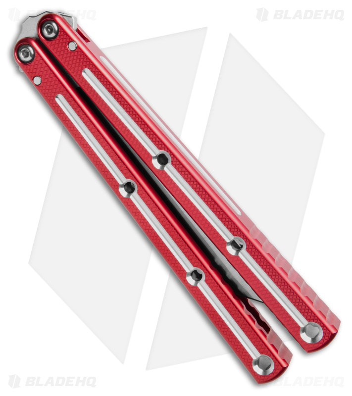 Squid Industries Krake Raken V3 Tanto Balisong Knife Red Dual Tone (4.5")