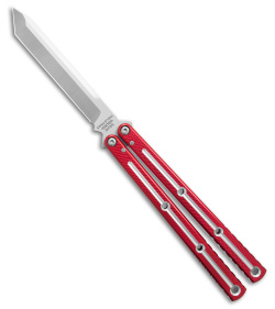 Squid Industries Krake Raken V3 Tanto Balisong Knife Red Dual Tone (4.5")