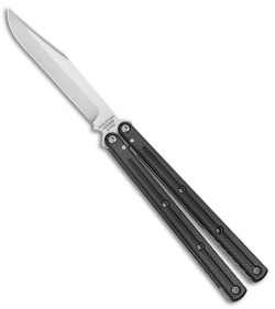 Squid Industries Krake Raken V3 Bowie Balisong Knife Black (4.5" Satin)