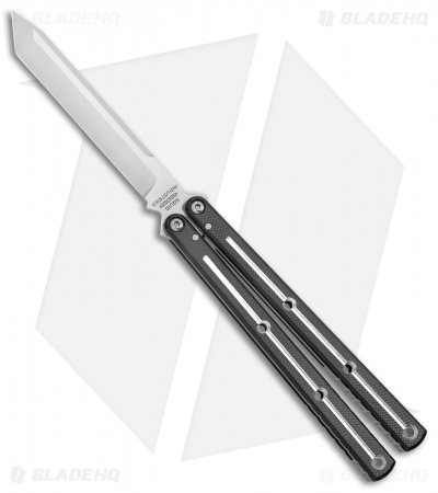 Squid Industries Krake Raken V3 Tanto Balisong Knife Dual-Tone Blk (4.5" Satin)