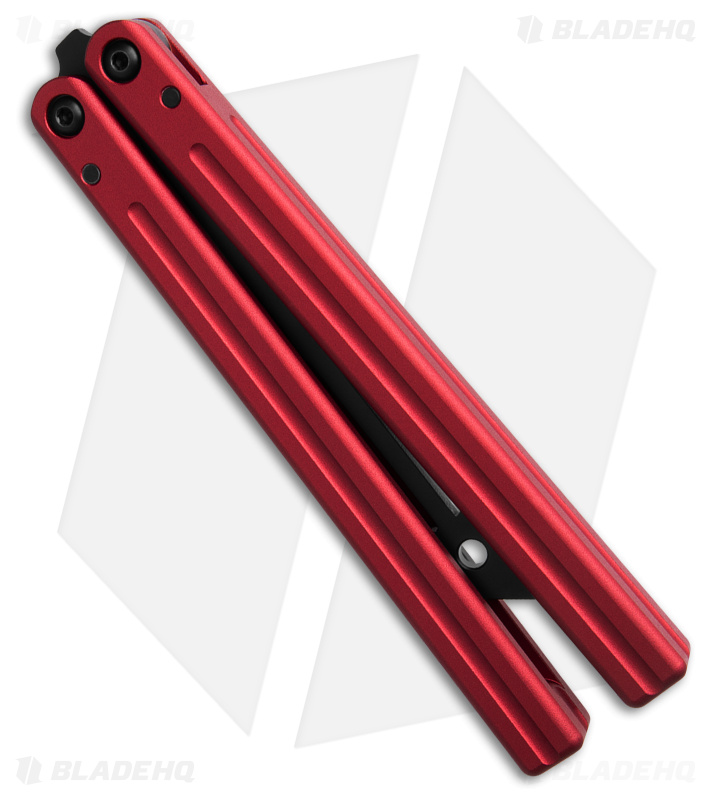 Squid Industries Triton V2 Butterfly Balisong Trainer Inked Red (4.3" Black)