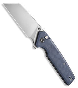 CIVIVI Amirite Modified Wharncliffe Button Lock Knife Blue G-10 (3.5" Satin)