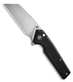 CIVIVI Amirite Modified Wharncliffe Button Lock Knife Black G-10 (3.5" Satin)