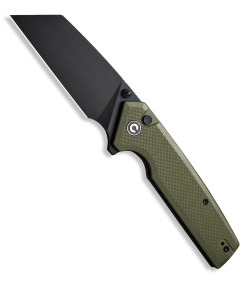 CIVIVI Amirite Modified Wharncliffe Button Lock Knife OD Green G-10 (3.5" Black)