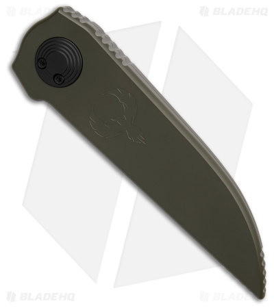 Paragon Phoenix Button Lock Knife OD Green Aluminum (3.8" Black Cerakote)