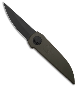 Paragon Phoenix Button Lock Knife OD Green Aluminum (3.8" Black Cerakote)