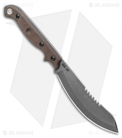  TOPS Knives Brush Wolf Fixed Blade Knife Green Micarta (6.5" Acid SW)