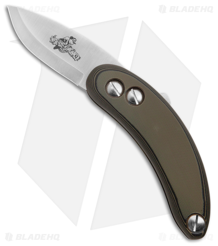 Woods Monkey By LT. Wright Banana Peel Drop Point Green Camo G-10 (2.5" Satin)