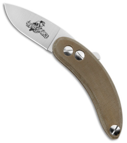 Woods Monkey by LT. Wright Banana Peel Drop Point 1/4 Green Micarta (2.5" Satin)