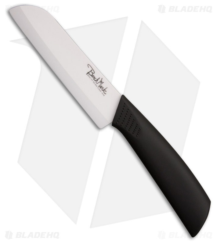Benchmark Ceramic Santoku Kitchen Knife Black Rubber (5.25" Plain