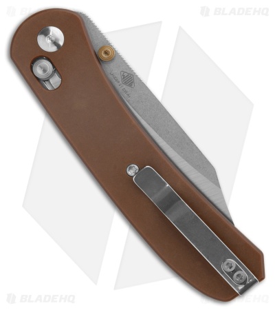 KNAFS Lander 2 Clutch Lock Clip Point Knife Brown Micarta (3.25" Satin)