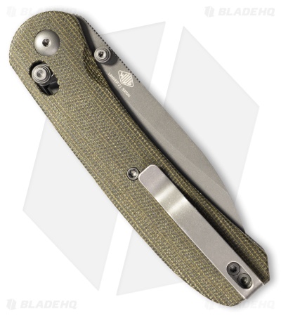 KNAFS Lander 2 EDC Clutch Lock Knife Fast Swap Scales Green Micarta (3.25" SW)