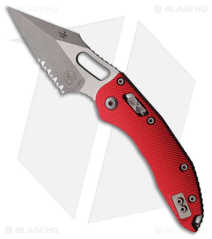 Microtech Stitch Ram-Lok Knife Fluted Red Aluminum (3.7" Apocalyptic Serrated)