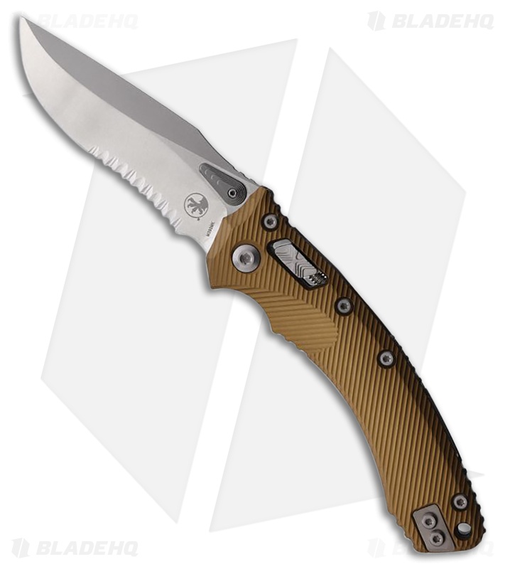 Microtech Amphibian S/E Ram-Lok Knife Fluted Tan Aluminum (3.9" Stonewash Serr)