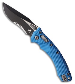 Microtech Amphibian Ram-Lok Knife Fluted Blue Aluminum (3.9" Two-Tone Serr)