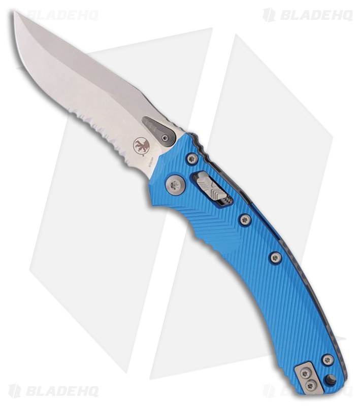 Microtech Amphibian Ram-Lok Knife Fluted Blue Aluminum (3.9" SW Serr)