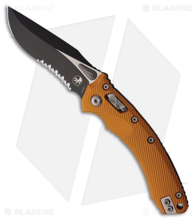 Microtech Amphibian Ram-Lok Knife Fluted Orange Aluminum (3.9" Two-Tone Serr)