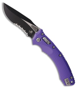 Microtech Amphibian Ram-Lok Knife Fluted Purple Aluminum (3.9" Two-Tone Serr)