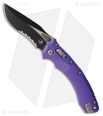 Microtech Amphibian Ram-Lok Knife Fluted Purple Aluminum (3.9" Two-Tone Serr)
