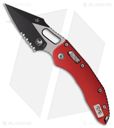 Microtech Stitch Ram-Lok Knife Fluted Red Aluminum (3.75" Two-Tone Serr)